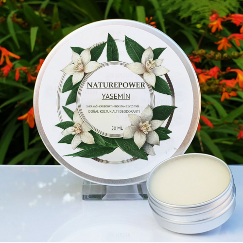  Doğal Krem Koltuk Altı Deodorantı Ter Kokusu Önleyici Yasemin Esanslı 50 ml 