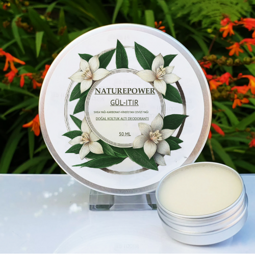  Doğal Krem Koltuk Altı Deodorantı Ter Kokusu Önleyici Gül Esanslı 50 ml  